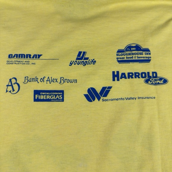 Vintage Screen Stars T-shirt‎ Mens L Yellow 1987 Country Run Graphics 80s SS USA - Picture 5 of 10